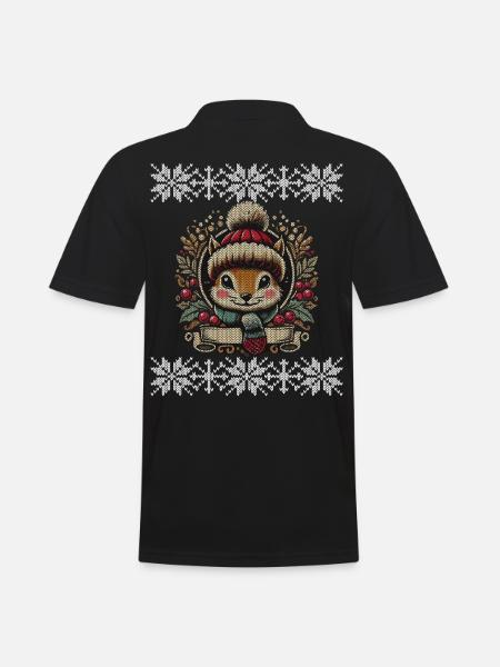 Winter Squirrel Illustration - Men's Polo Shirt - black