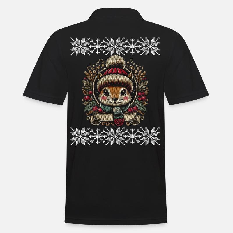 Winterliche Eichhörnchen Illustration - Männer Poloshirt - Schwarz