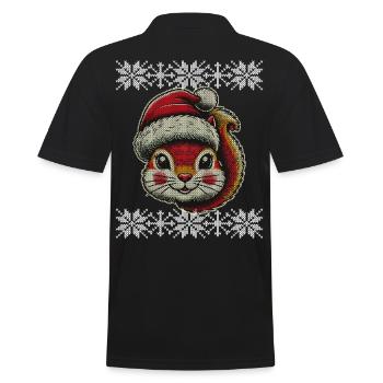 Cute Christmas squirrel with hat - Men's Polo Shirt - black - Back - Kai (181cm)