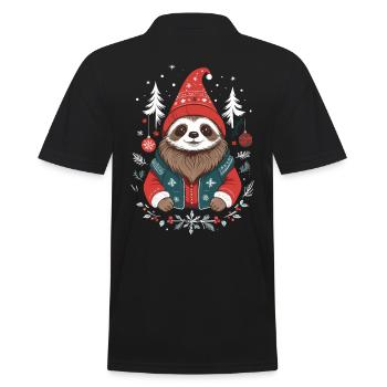 Paresseux de Noël dans la forêt hivernale - Polo Homme - noir - Dos - Kai (181cm)