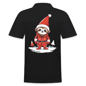 Lazy Santa Claus Sloth Illustration - Men's Polo Shirt - black - Back - Kai (181cm)
