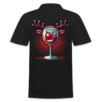 Weihnachtliches Weinglas Rentier - Männer Poloshirt - Schwarz - Hinten - Kai (181cm)