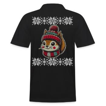 Niedliches Strickmuster Eichhörnchen Winter - Männer Poloshirt - Schwarz - Hinten - Kai (181cm)