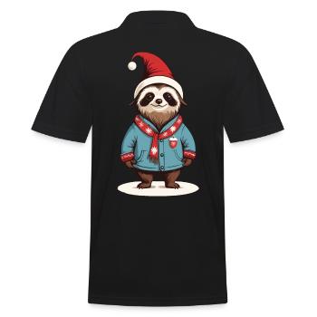 Paresseux de Noël avec chapeau de Père Noël - Polo Homme - noir - Dos - Kai (181cm)