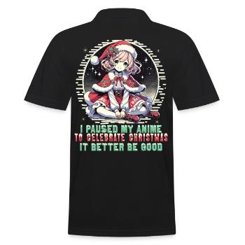 Kawaii Anime Christmas Break Celebrations - Men's Polo Shirt - black - Back - Kai (181cm)