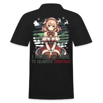 Anime Christmas Break Funny Design - Men's Polo Shirt - black - Back - Kai (181cm)