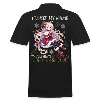 Ich Pausiere Mein Anime Für Weihnachten - Männer Poloshirt - Schwarz - Hinten - Kai (181cm)
