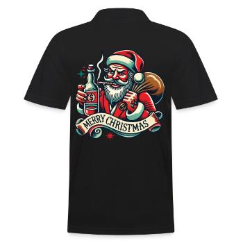 Tattoo Style Christmas Merry Christmas Aesthetic - Men's Polo Shirt - black - Back - Kai (181cm)