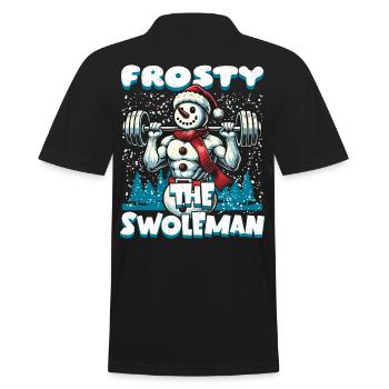 Frosty The Muscle Man Christmas Fitness - Men's Polo Shirt - black - Back - Kai (181cm)