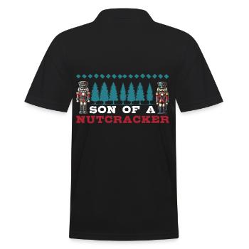 Son of a Nutcracker Funny Christmas Motif - Men's Polo Shirt - black - Back - Kai (181cm)