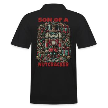 Son of a Nutcracker Christmas Artwork - Men's Polo Shirt - black - Back - Kai (181cm)