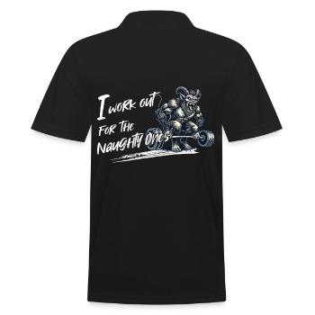 Krampus Feiert Fitness Für Die Frechen - Männer Poloshirt - Schwarz - Hinten - Kai (181cm)