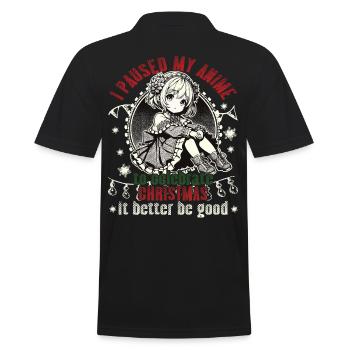 Anime and Christmas humorously connected - Men's Polo Shirt - black - Back - Kai (181cm)