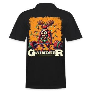 weWeihnachtlicher Gaindeer Muskelprotz Gym Humor - Männer Poloshirt - Schwarz - Hinten - Kai (181cm)