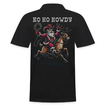 Christmas Cowboy Mood with Santa - Men's Polo Shirt - black - Back - Kai (181cm)