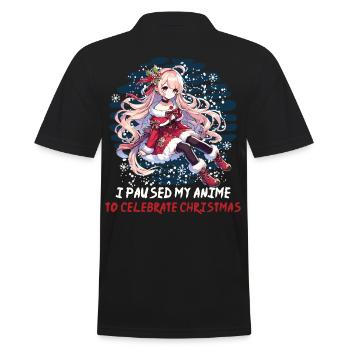 Anime Pause Für Weihnachtsfreude - Männer Poloshirt - Schwarz - Hinten - Kai (181cm)