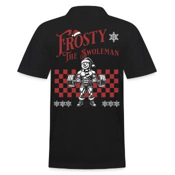 Frosty the swoleman Weihnachtsspaß Fitness Design - Männer Poloshirt - Schwarz - Hinten - Kai (181cm)