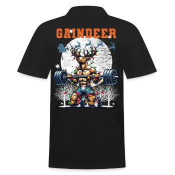 Christmas Workout Reindeer Fitness Humor - Men's Polo Shirt - black - Back - Kai (181cm)