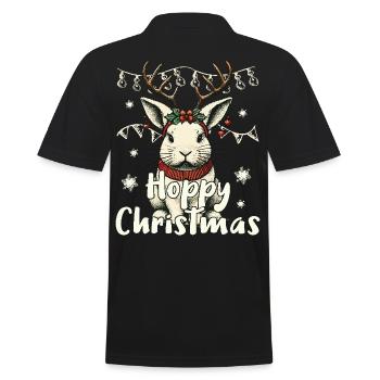 Hoppy Weihnachten Rentier Hase Festlich - Männer Poloshirt - Schwarz - Hinten - Kai (181cm)