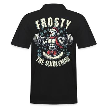 Frosty the Swoleman Schneemann Fitness - Männer Poloshirt - Schwarz - Hinten - Kai (181cm)