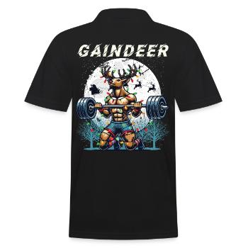 Gaindeer Funny Fitness Christmas Design - Men's Polo Shirt - black - Back - Kai (181cm)