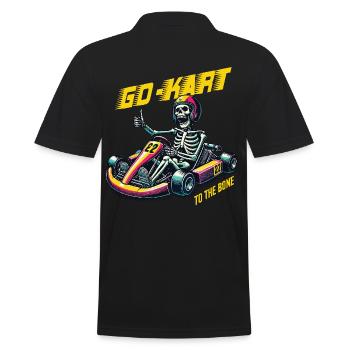 Go-Kart To The Bone Retro Skeleton Style - Men's Polo Shirt - black - Back - Kai (181cm)