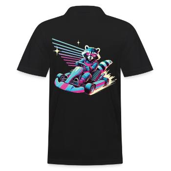 Raton laveur dans le style rétro du karting - Polo Homme - noir - Dos - Kai (181cm)