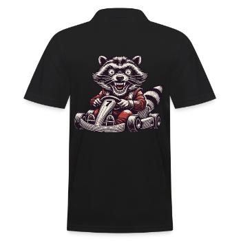 Raccoon Go-Kart Adventure Style rétro - Polo Homme - noir - Dos - Kai (181cm)
