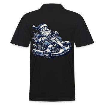 Weihnachtsmann Go-Kart Retro Stil - Männer Poloshirt - Schwarz - Hinten - Kai (181cm)
