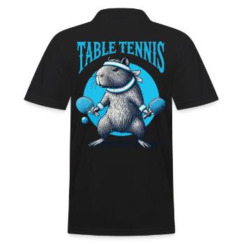 Capybara Lustiges Tischtennis Abenteurer - Männer Poloshirt - Schwarz - Hinten - Kai (181cm)