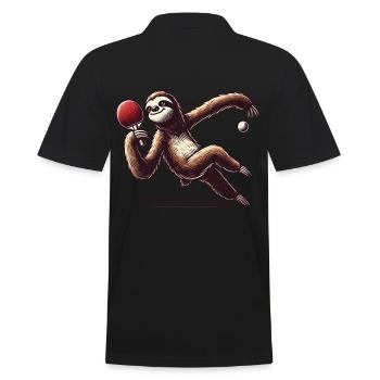 paresseux dessin animé drôle jeu de tennis de table - Polo Homme - noir - Dos - Kai (181cm)