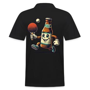 Bierflasche Tischtennis Lustiger Spaß - Männer Poloshirt - Schwarz - Hinten - Kai (181cm)