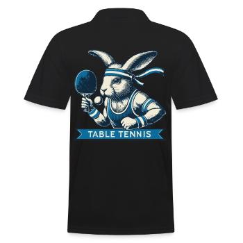 Bunny Table Tennis Master Vintage Retro Style - Men's Polo Shirt - black - Back - Kai (181cm)
