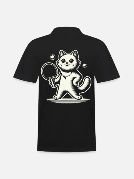 Cute cat playing table tennis - Men's Polo Shirt - black