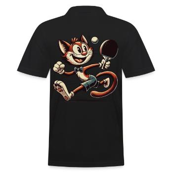 Drôle Chat de dessin animé rétro jouant au tennis de table - Polo Homme - noir - Dos - Kai (181cm)