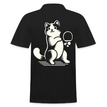 chat mignon jouant au tennis de table avec enthousiasme - Polo Homme - noir - Dos - Kai (181cm)