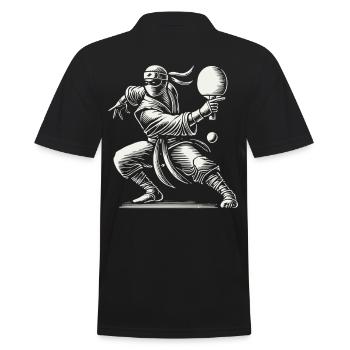 Ninja Table Tennis Master Funny Motif - Men's Polo Shirt - black - Back - Kai (181cm)