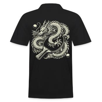 Dragons and table tennis bats Artistic motif - Men's Polo Shirt - black - Back - Kai (181cm)
