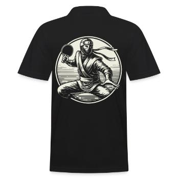 Retro Ninja Table Tennis Player Artwork Design - Men's Polo Shirt - black - Back - Kai (181cm)