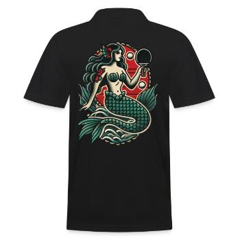 Tatouage rétro style tennis de table sirène - Polo Homme - noir - Dos - Kai (181cm)