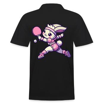 Lapin Kawaii Jouant Art du Tennis De Table - Polo Homme - noir - Dos - Kai (181cm)