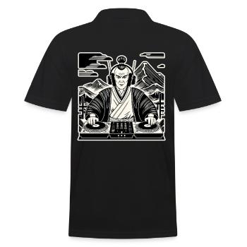 DJ Samouraï Musique Rétro Streetwear Design - Polo Homme - noir - Dos - Kai (181cm)