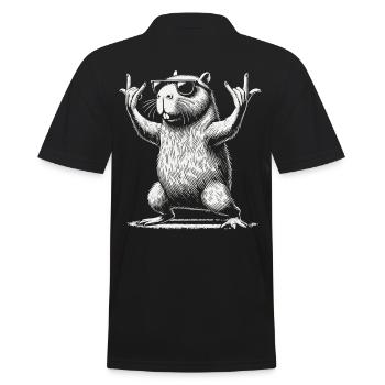 Funny Capybara Heavy Metal Festival Party - Polo Homme - noir - Dos - Kai (181cm)
