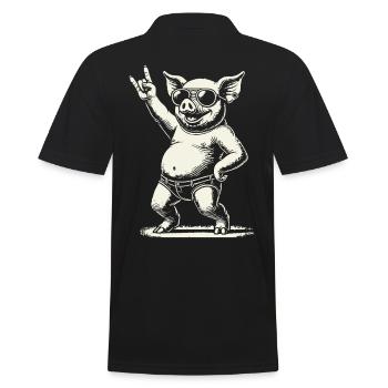 Funny Rock Music Pig Heavy Metal Festival - Men's Polo Shirt - black - Back - Kai (181cm)