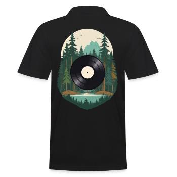 Musik Streetwear Outfit Wald Vinyl - Männer Poloshirt - Schwarz - Hinten - Kai (181cm)