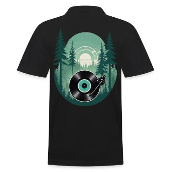 Vinyl vintage Musik Retro Streetwear Stil - Männer Poloshirt - Schwarz - Hinten - Kai (181cm)