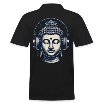 Musik Streetwear Outfit Buddha - Männer Poloshirt - Schwarz - Hinten - Kai (181cm)