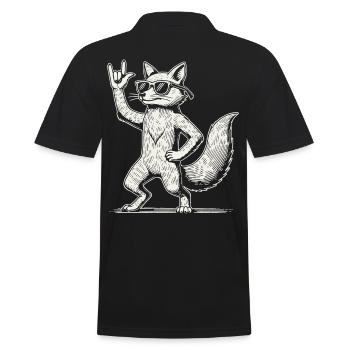 Lustiger Fuchs Heavy Metal Konzert Design - Männer Poloshirt - Schwarz - Hinten - Kai (181cm)