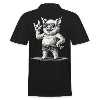 Lustiges Retro Rock Konzert Heavy Metal Festival - Männer Poloshirt - Schwarz - Hinten - Kai (181cm)