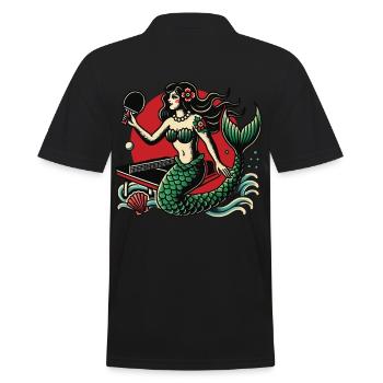 Tatouage rétro Style Tennis de table Sirène Design - Polo Homme - noir - Dos - Kai (181cm)